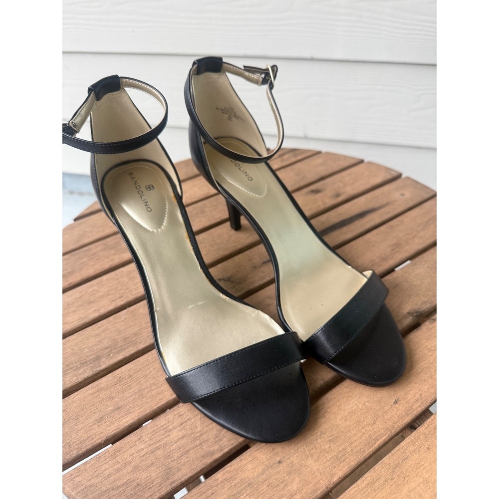 Bandolino Women's Black Ankle Strap Sandals Stilettos Size 10M Minimalist